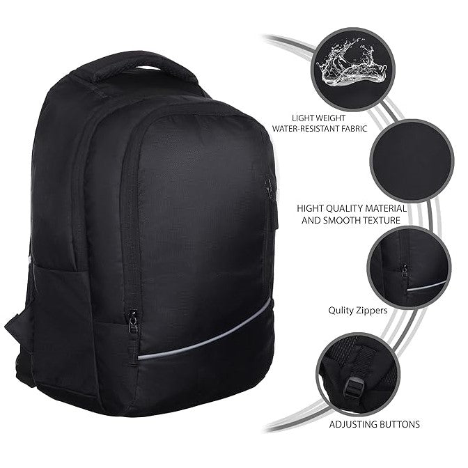 ITN BAG Unisex Nylon Polyester Backpack | Spacious Multi-Compartment Bag with | Lightweight | Ideal for professionals | Durable Backpack (Black)