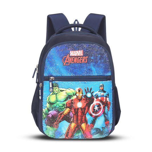 Marvel priority School Backpack, avngers, shinning , Navy blue ,
