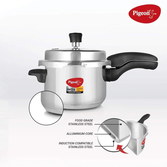 Pigeon inox Stainless Steel Pressure Cooker with outer lid 3 Litres SKU14044