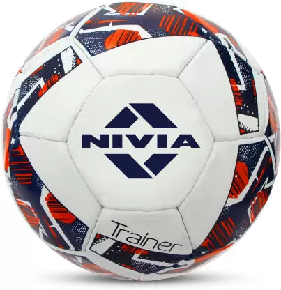 Football | Color : White/Blue | Size : 5 Nivia Trainer Football, Rubberized Stitched Footbal