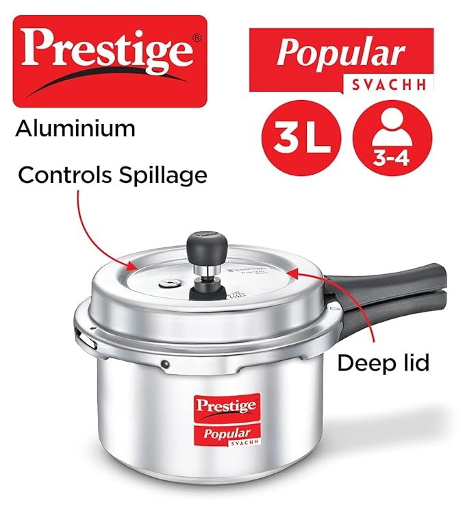 Prestige Popular Svachh Aluminium Pressure Cooker 3L SKU10165