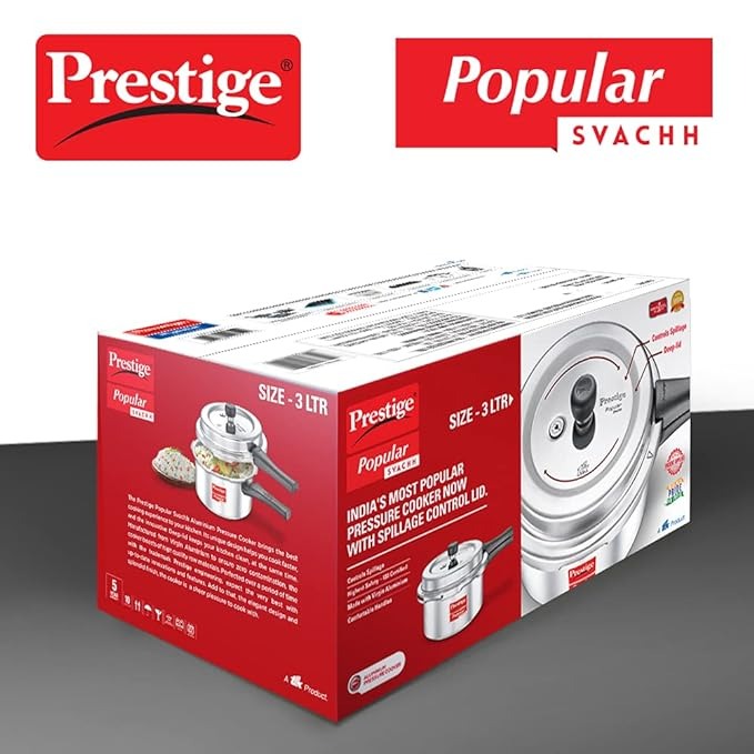 Prestige Popular Svachh Aluminium Pressure Cooker,3L SKU10165