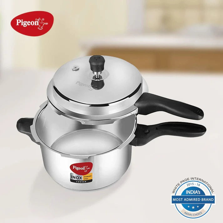 Pigeon inox Stainless Steel Pressure Cooker with outer lid 3 Litres SKU14044