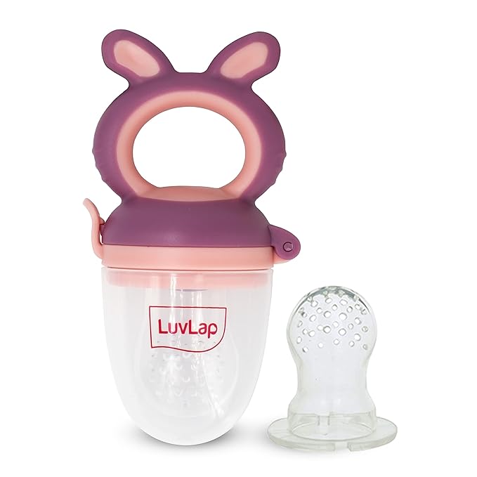 LuvLap Food Fruit Nibbler with Pacifier Feeder Violet and Pink