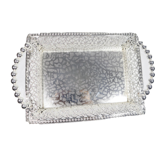 Germen Silver Designer Tray with moti/Pearl Handle SKU1111