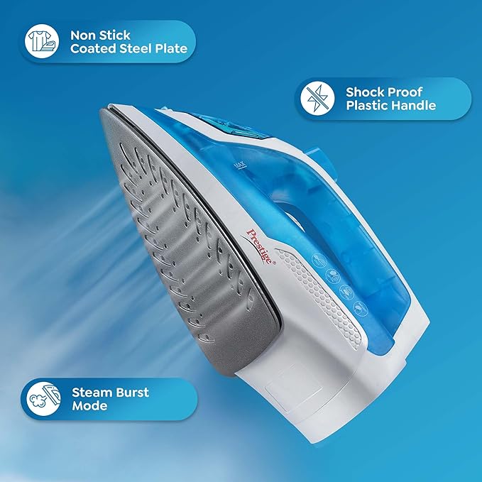 Prestige Magic Steam Iron box with non stick coated steel plate
