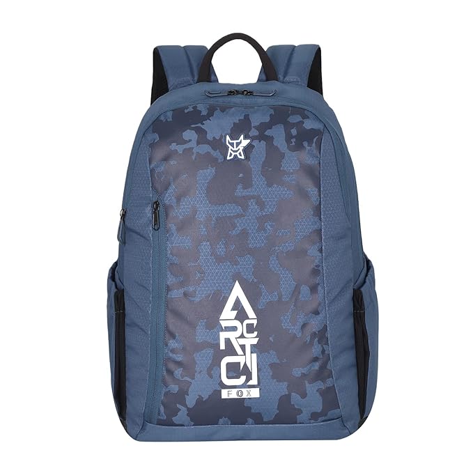 Arctic Fox Backpack, blue , printed, fashionable, white print , 2 side bottles,Polyester Fabric