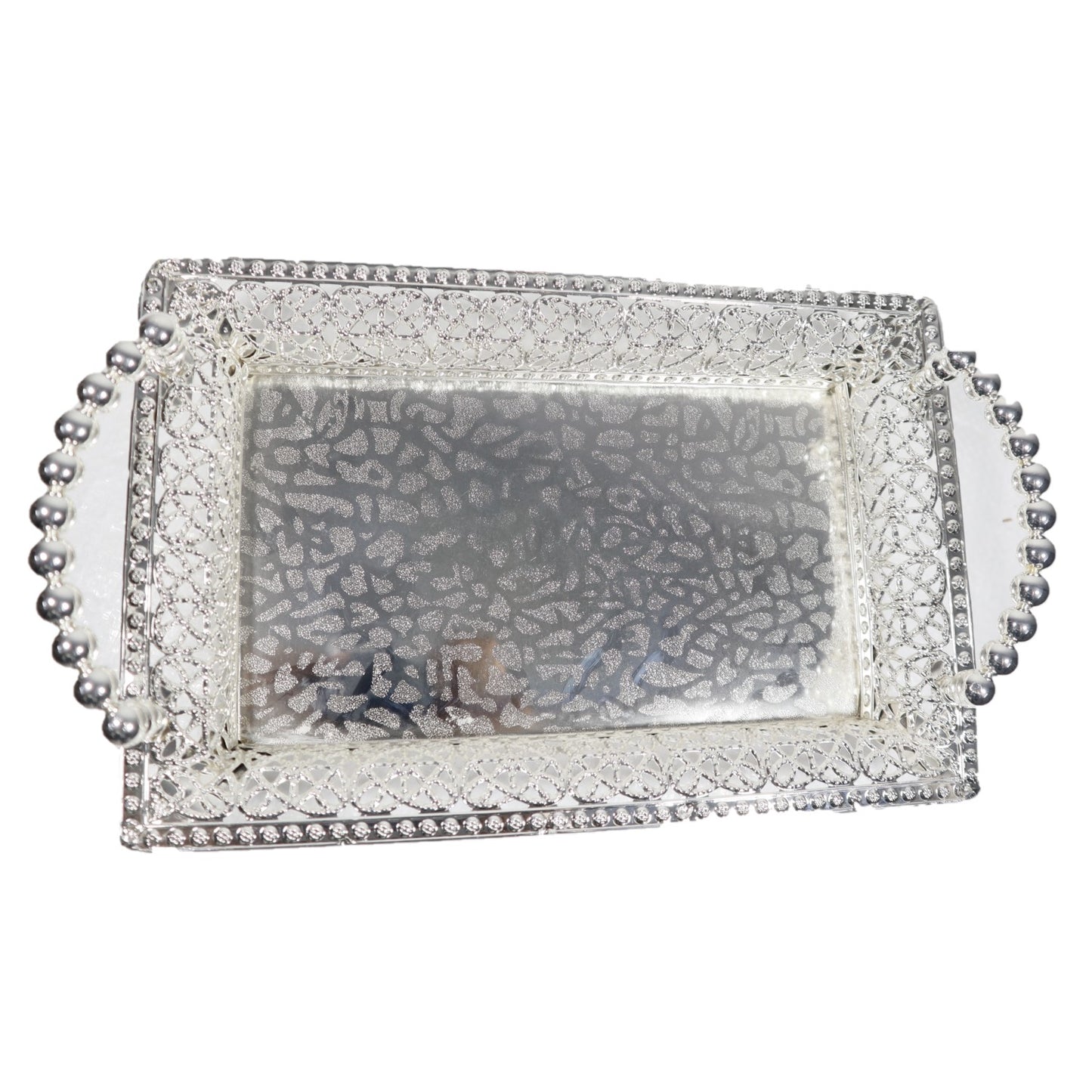 Germen Silver Designer Tray with moti/Pearl Handle SKU1111
