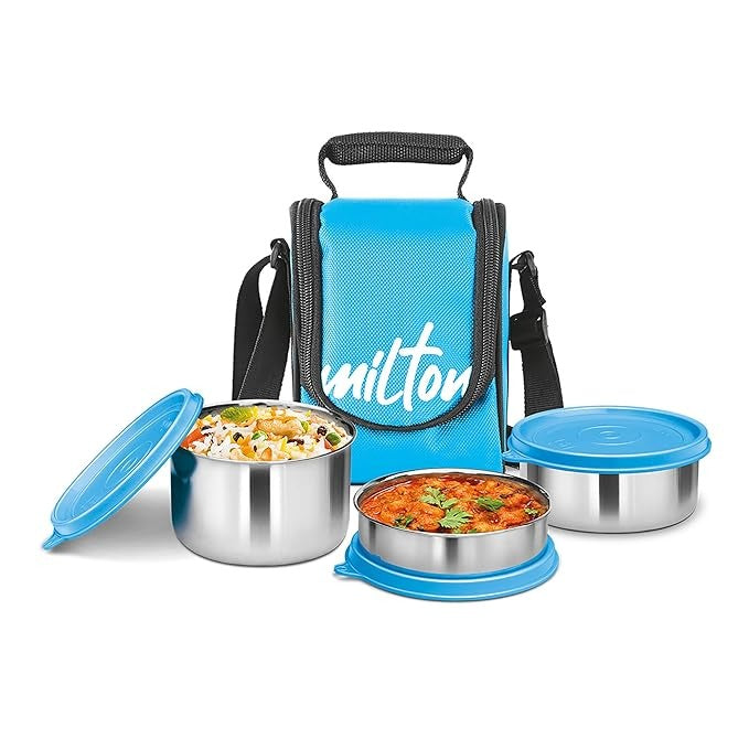 R Milton Stainless Steel Small Lunch Box, Set of 3 SKU5569