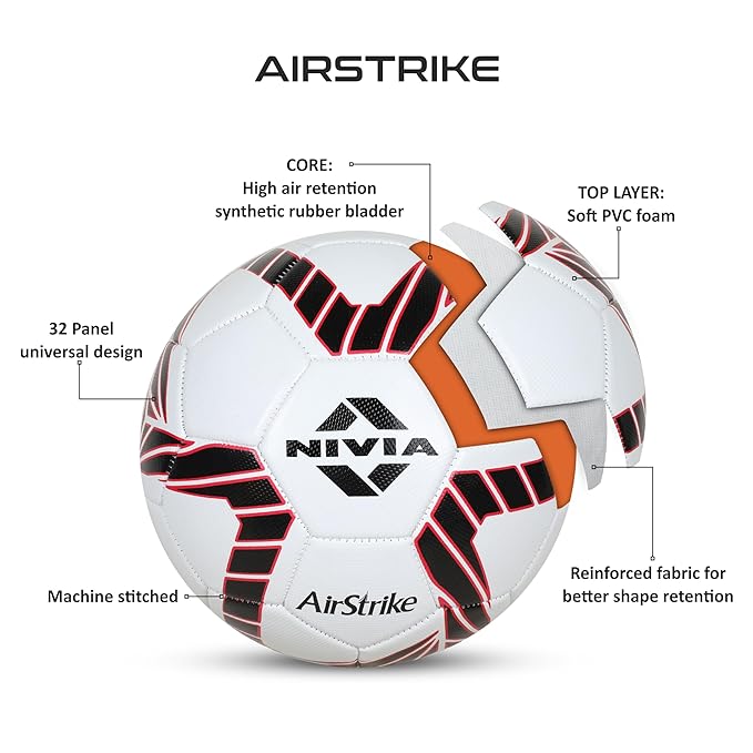 Nivia Football, Air Strike Football for Men and Women (Size -5)