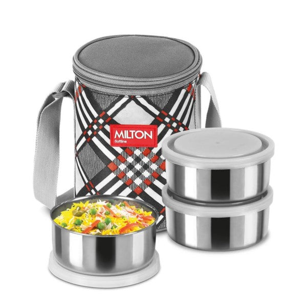 R Milton Steel Softline Treat 3 Steel Lunh box 3 Containers, 280 ml SKUKB211