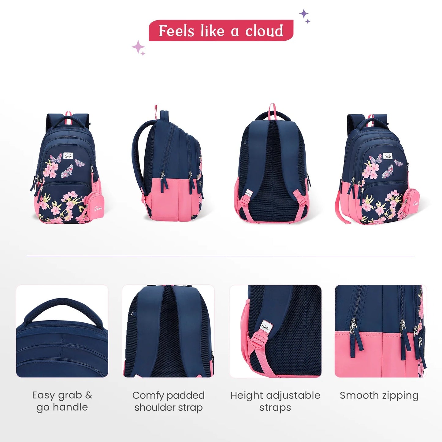 Genie Lilac School Backpack for Girls SKU74197
