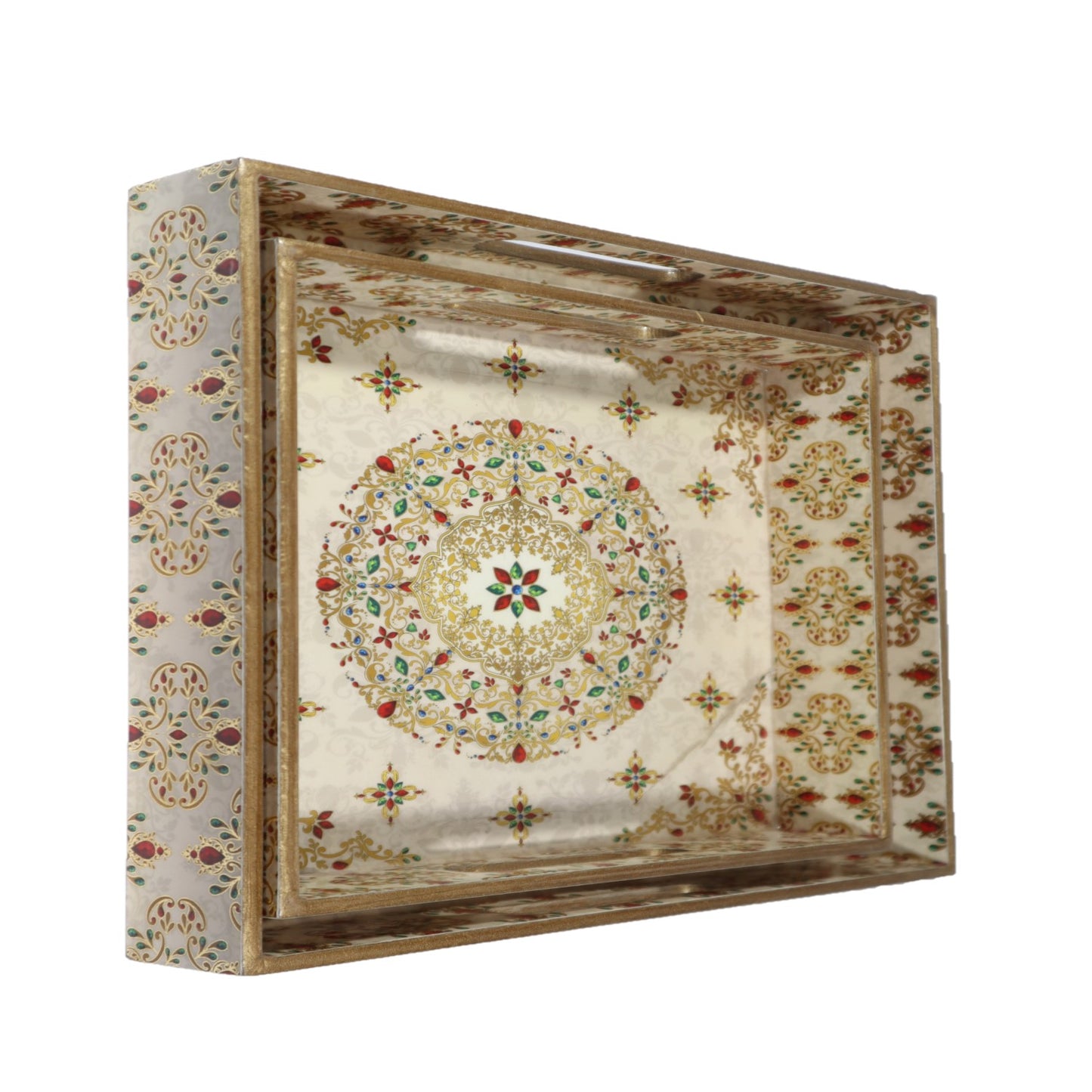 Square Decorative Tray Multi Functional Tray for Wedding Pooja Gifting Cosmetic Holder etc