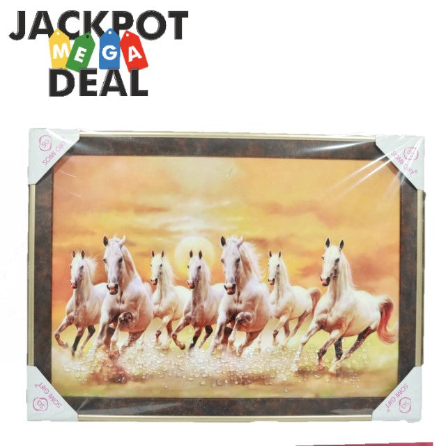 Running White Horse Painting Photo Frame
