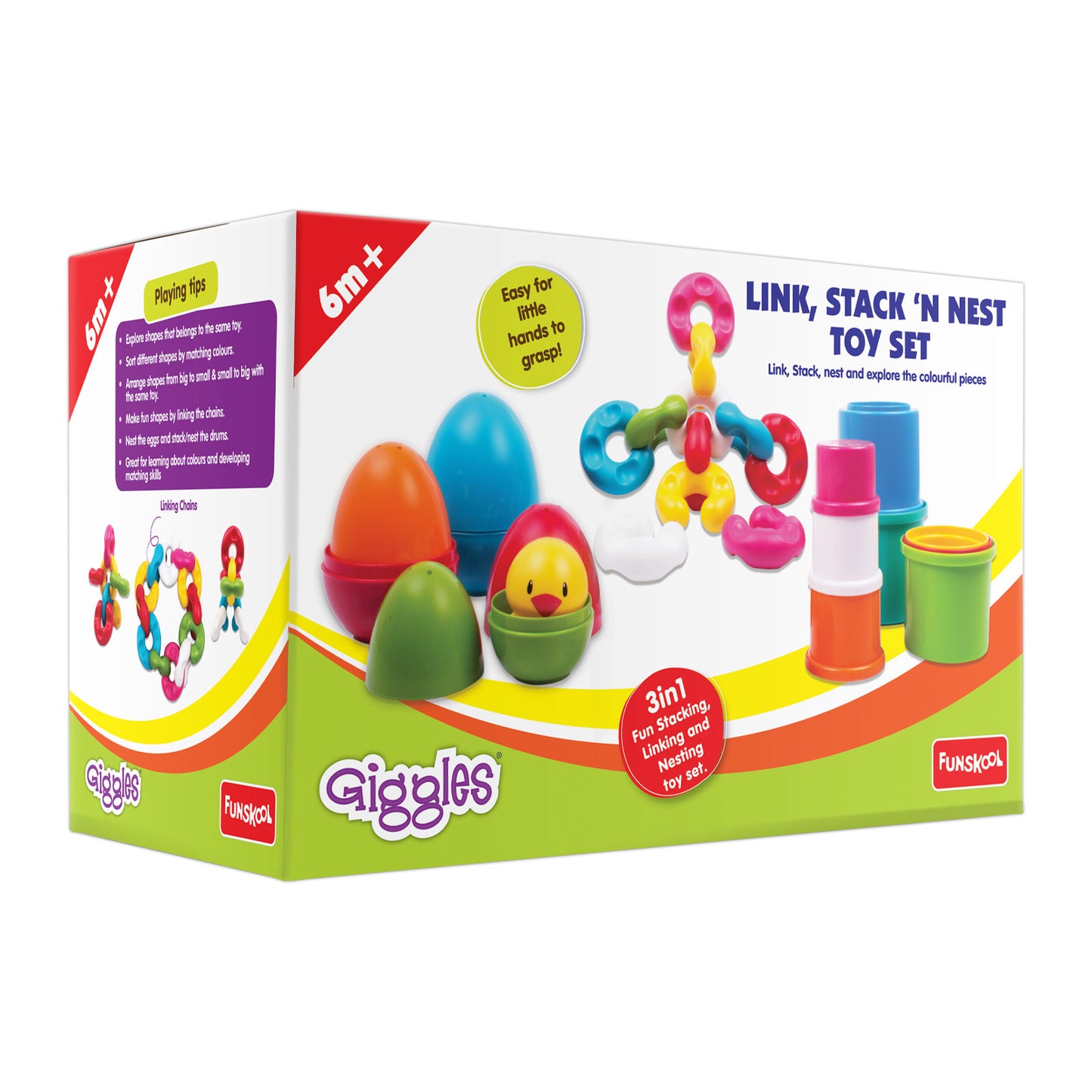 Funskool 3 in 1 link stack'n nest toy set