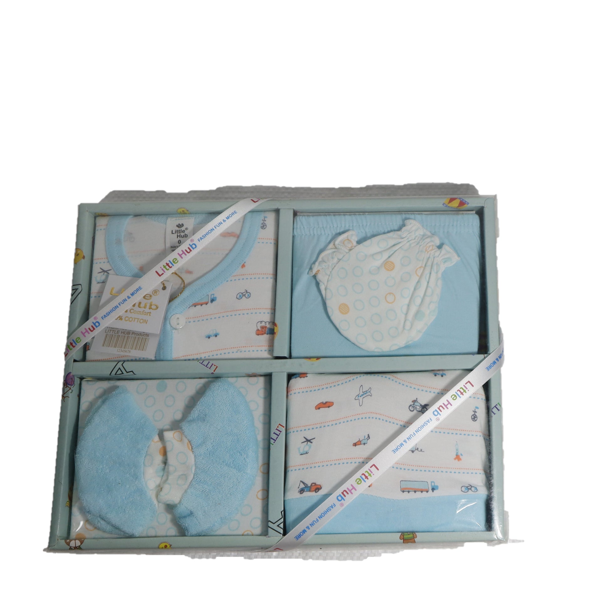 BLUE Little hub Unisex Cotton 5pcs Gift Set