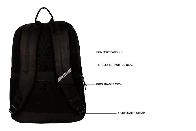 RADG BAG Rock Black Unisex Nylon Polyester Backpack | Spacious Multi-Compartment Bag | Lightweight | Ideal for professionals | Durable Backpack (Black)