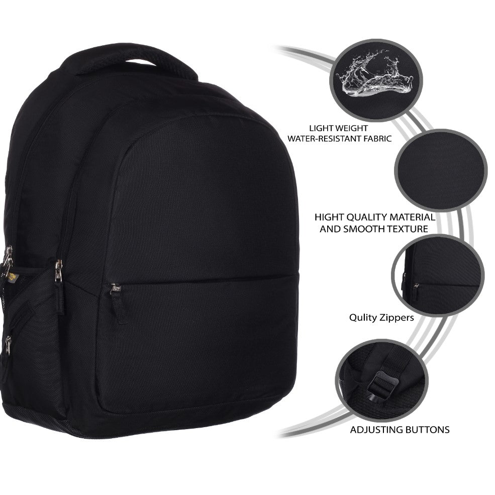 RADG BAG Archstone Unisex Polyester Backpack | Spacious Multi-Compartment Bag | Lightweight | Ideal for professionals | Durable Backpack (Black)