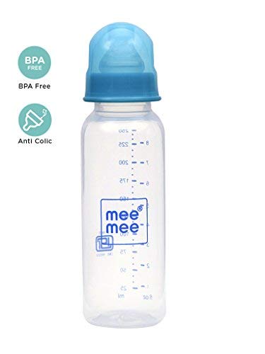 Mee Mee 250ml Feeding Bottle (Blue) And Nipple Cleaning Brush