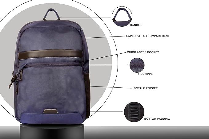 RADG BAG Rock Blue Unisex Nylon Polyester Backpack | Spacious Multi-Compartment Bag | Lightweight | Ideal for professional| Durable Backpack (Navy Blue)