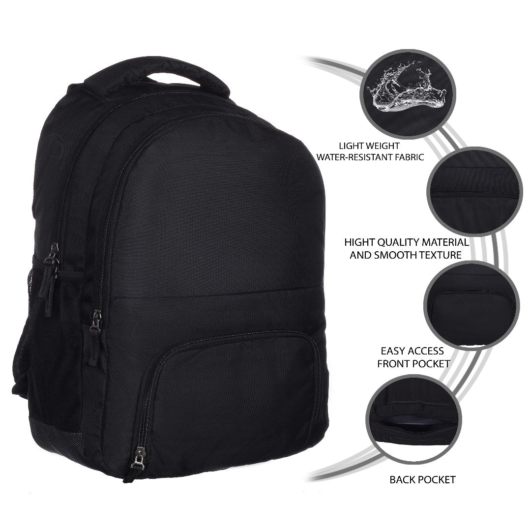 RADG BAG Stellar Unisex Nylon Polyester Backpack | Spacious Multi-Compartment Bag with Rain cover | Lightweight | Ideal for professional| Durable Backpack (Black)