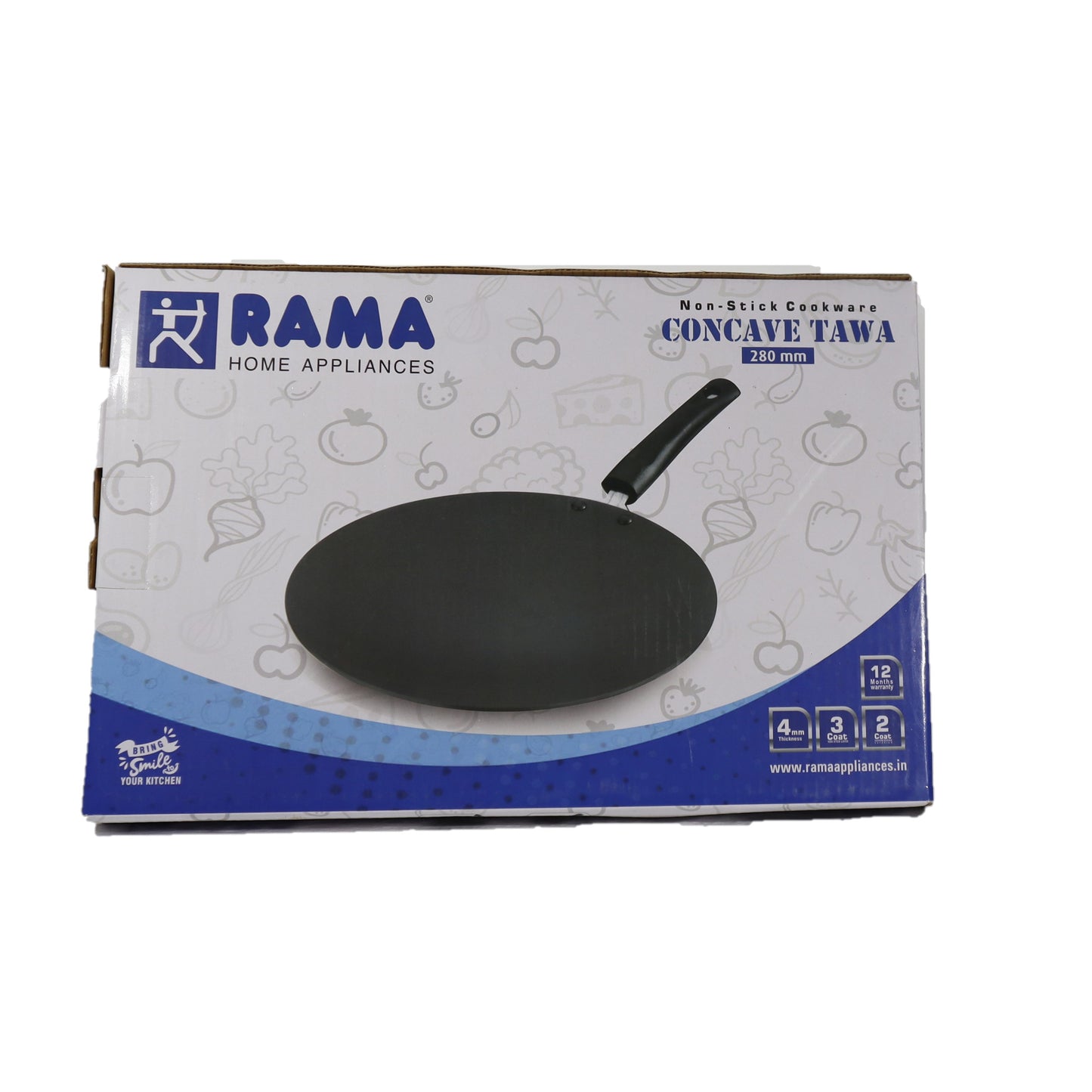 RAMA non stick concave tawa Its 280mm size allows for even heat distribution