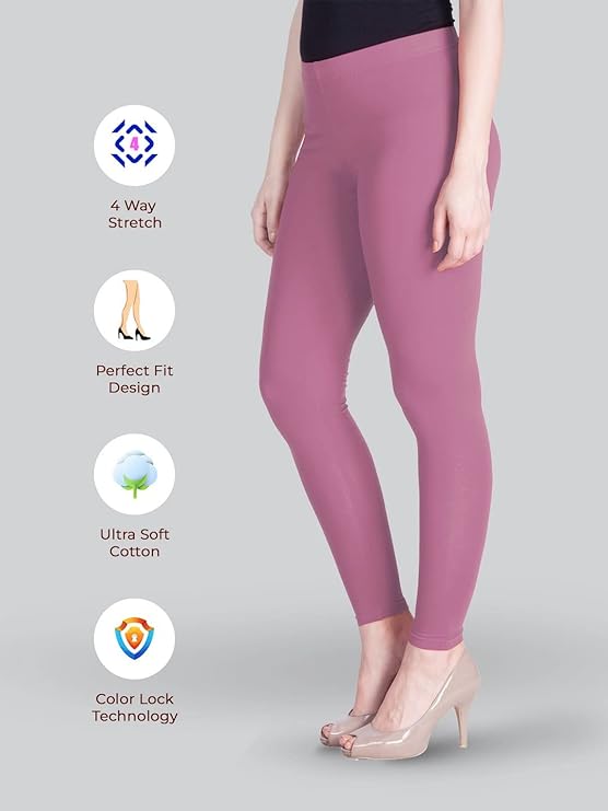 Lyra Women's Ankle Length  Leggings L-158 (ROSY)