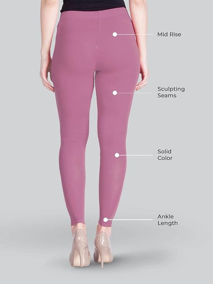 Lyra Women's Ankle Length  Leggings L-158 (ROSY)