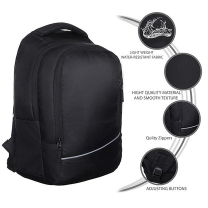ITN BAG  Unisex Nylon Polyester Backpack | Spacious Multi-Compartment Bag with  | Lightweight | Ideal for professionals | Durable Backpack (Black)