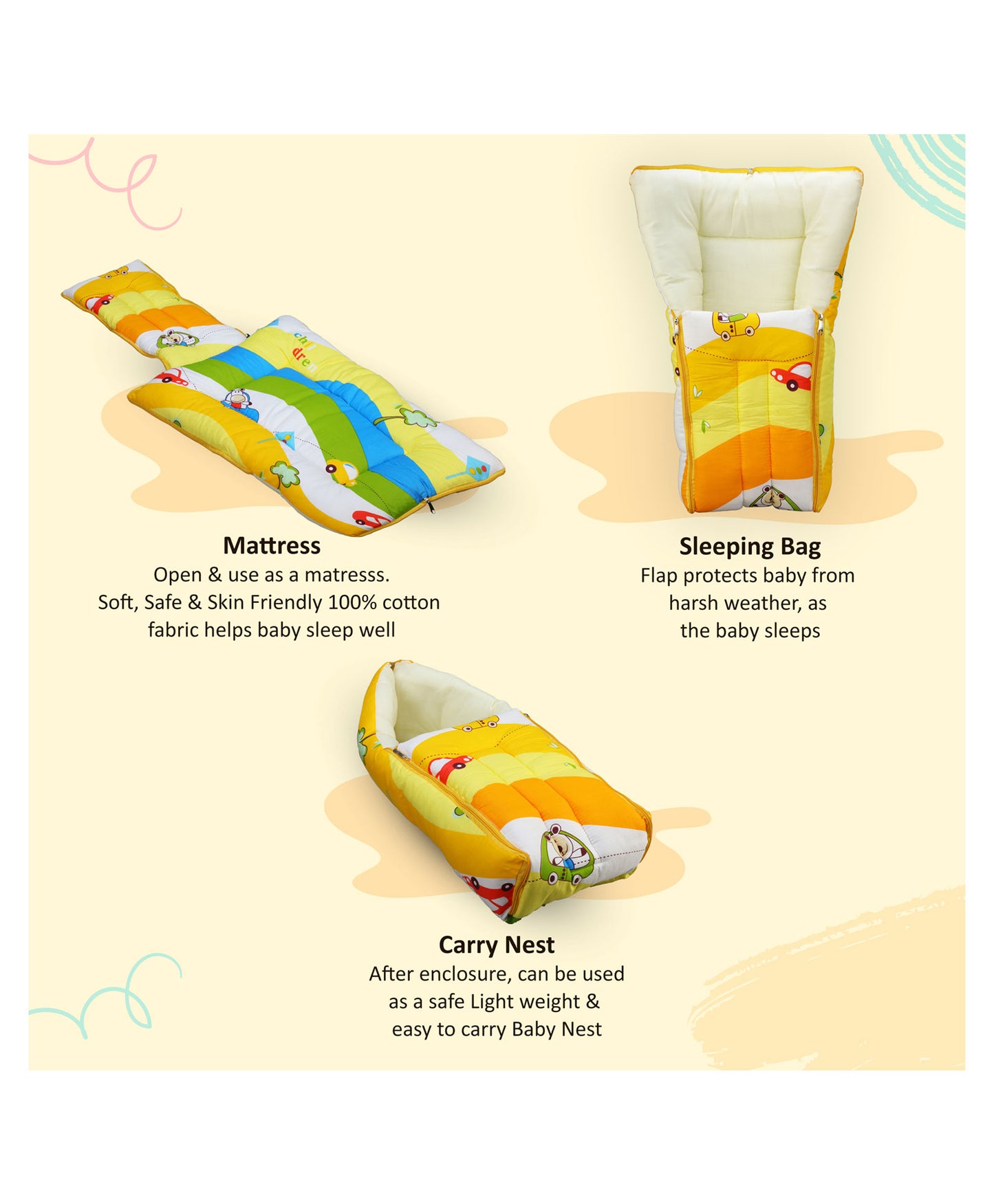 This baby travel bed can be use indoor and outdoor and easy to install and Carry during travelling