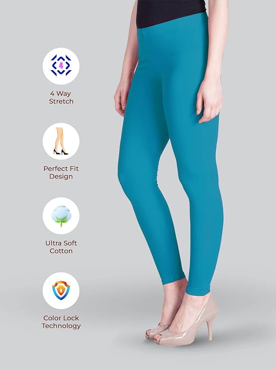 Lyra Women's Ankle Length Leggings L-52 (BLUE CORACAO)