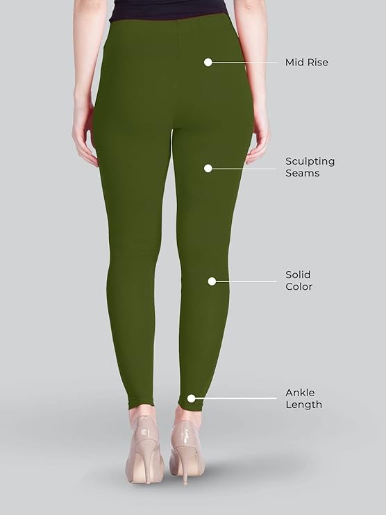 Lyra Women's Ankle Length Legging 129 (ARMY GREEN)