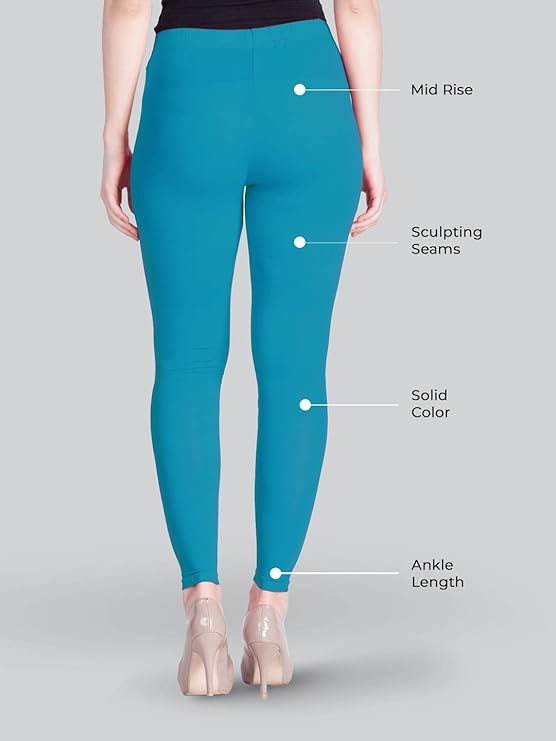 Lyra Women's Ankle Length Leggings L-52 (BLUE CORACAO)