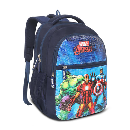 Marvel priority School Backpack, avngers, shinning , Navy blue ,