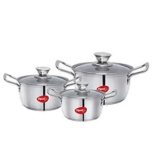 Pigeon 14658 Stainless Steel Casserole with Lid Cookware Set (Grey, Silver)