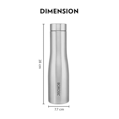 Borosil Swan Stainless Steel 1 Litre Water Bottle For Home & Office