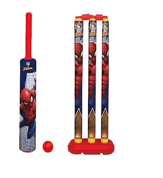 Plastic marvel spiderman cricket set for kids