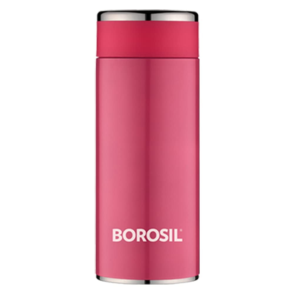 Borosil - Stainless Steel Hydra Travelsmart - Vacuum Insulated Flask Water Bottle, 360 ML, Pink