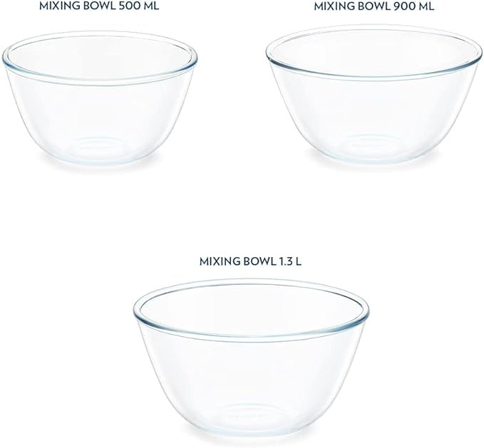  Borosil Glass Mixing Bowl set The set includes 3 sizes with matching lids for easy storage