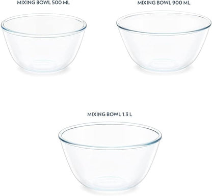  Borosil Glass Mixing Bowl set The set includes 3 sizes with matching lids for easy storage