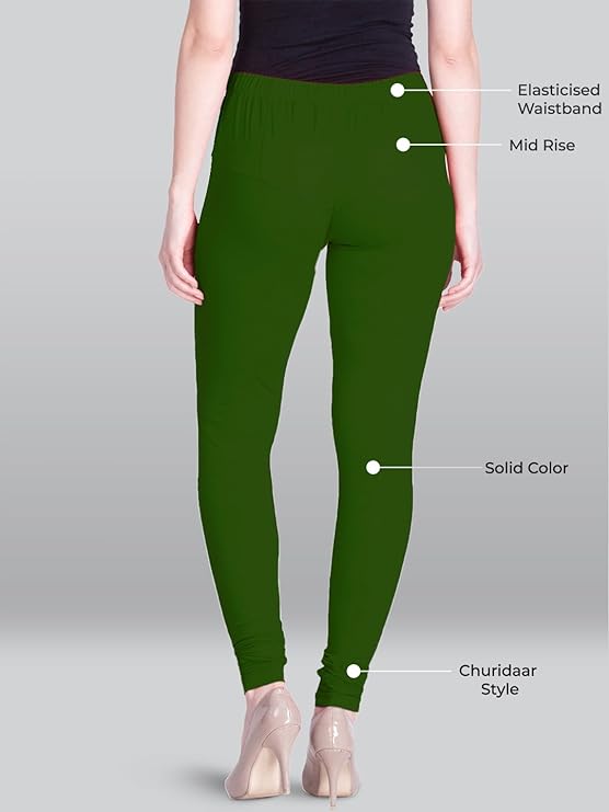 Lyra Women's Slim Fit Hosiery Churidar Leggings L-140 (BASIL GREEN)