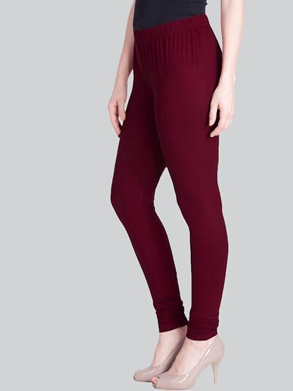 Lyra Women's Slim Fit Hosiery Churidar Leggings L-160 (MEDIUM MAROON)