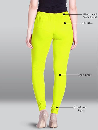 Lyra Women's Slim Fit Hosiery Churidar  Leggings (NEON LEMON)