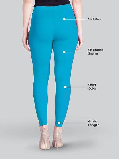 Lyra Women's Ankle  Length  Legging L-164(AQUA MARINA)