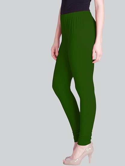 Lyra Women's Slim Fit Hosiery Churidar Leggings L-140 (BASIL GREEN)