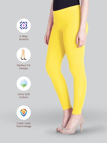 Lyra Women Ankle Length Leggings L-112(SUN FLOWER)