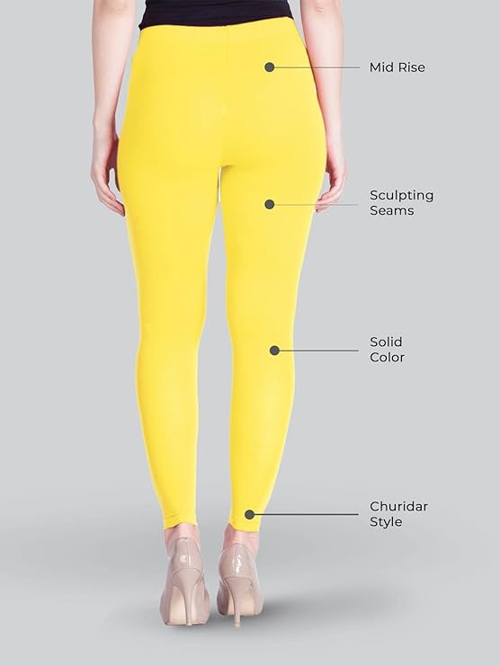 Lyra Women Ankle Length Leggings L-112(SUN FLOWER)