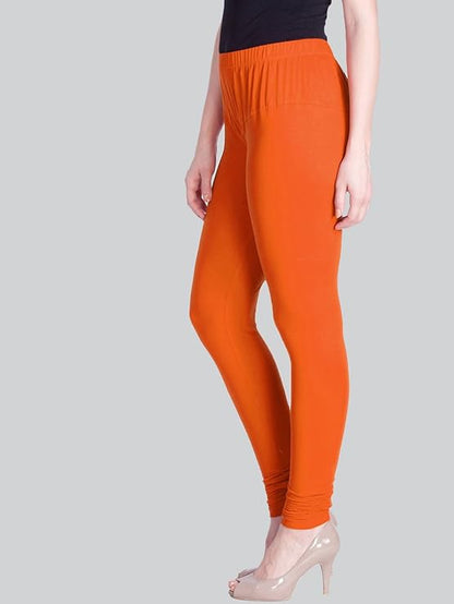 Lyra Women's Slim Fit Hosiery Churidar  Leggings L-116 (CARROT ORANGE)