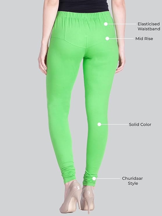 Lyra Women's Slim Fit Hosiery Churidar Leggings L-86 (LIME)