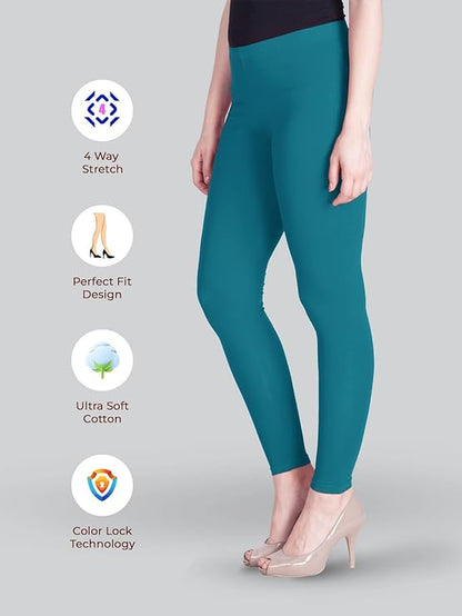 Lyra Women  Ankle Length Leggings (Aqua Blue)